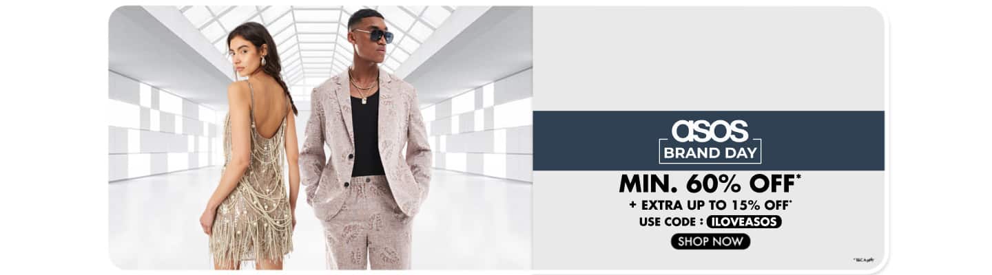 Brand Day-ASOS  Under 1299 + extra upto 15% off Use Coupon Code: ILOVEASOS