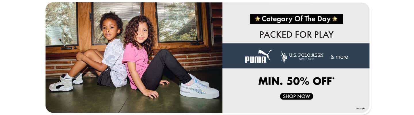 Category Day--Kids-Play, Chill, Repeat Min 50% Off USPA Puma & More