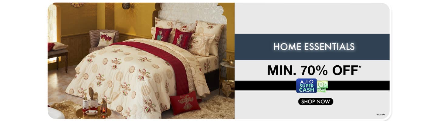 Home Essentials Min 70 (Multi Click - Bedsheets Under 499 | Curtains Min 60% | Home Décor Min 50%)