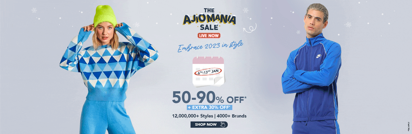 Ajio - The Ajio Mania Sale – Get Up to 90% Discount + Extra 30% Discount on most products