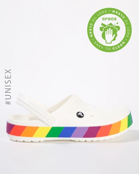 Crocs store white rainbow