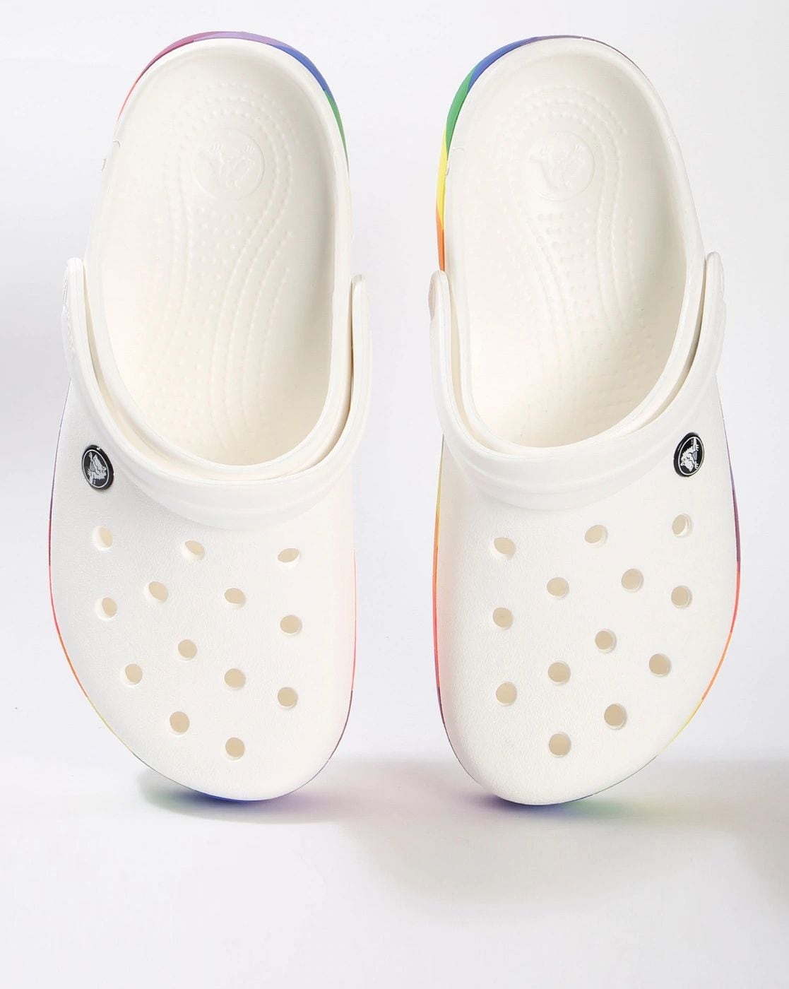 White crocs on sale rainbow words