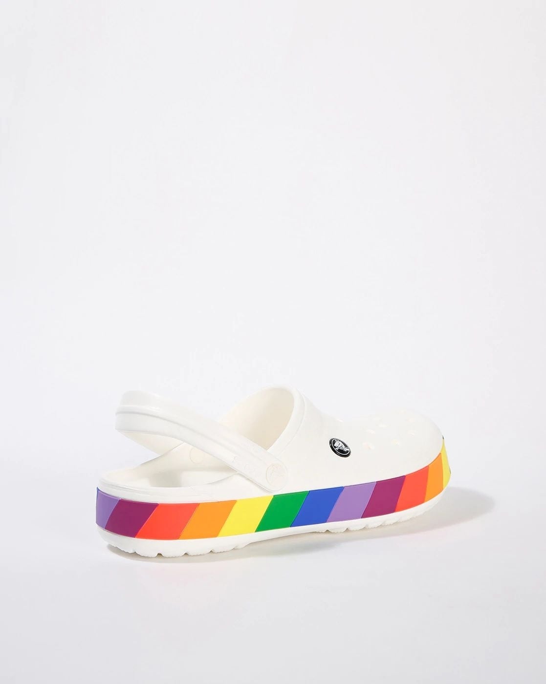 White crocs sale with rainbow words