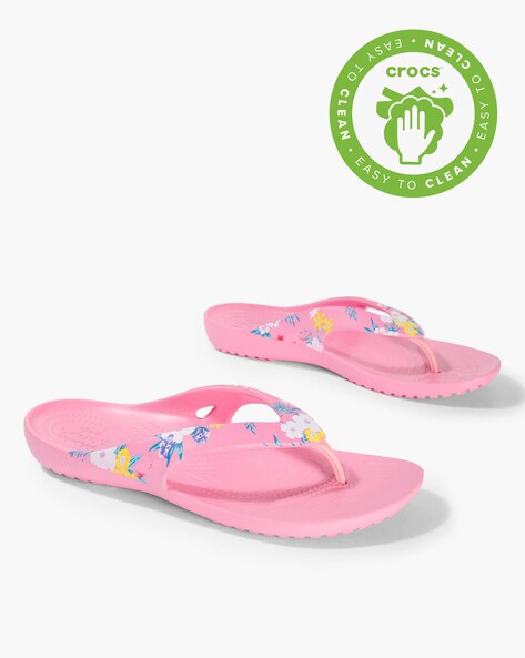 floral print flip flops