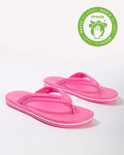 pink croc flip flops