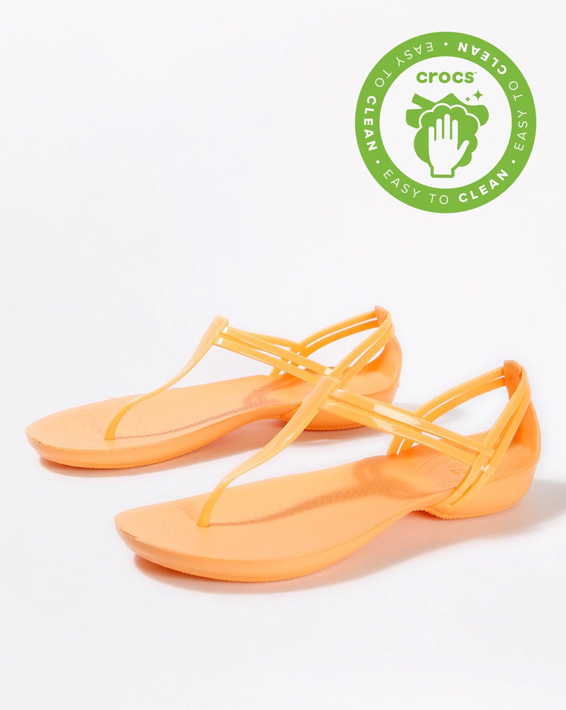 white crocs with orange strap