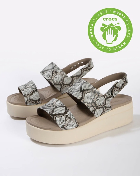 Buy Taupe Low Wedge Sandals by STOFFA at Ogaan Online Shopping Site