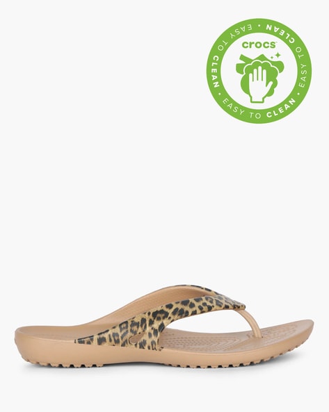 leopard print croc flip flops