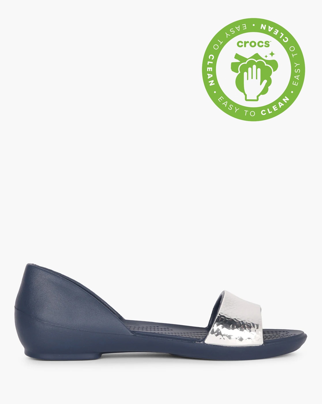 Buy Navy Blue & Silver Flat Sandals for Women by CROCS Online 