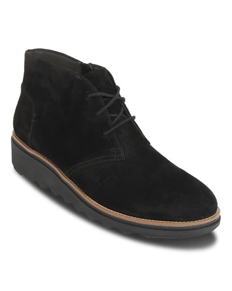 clarks flat black boots