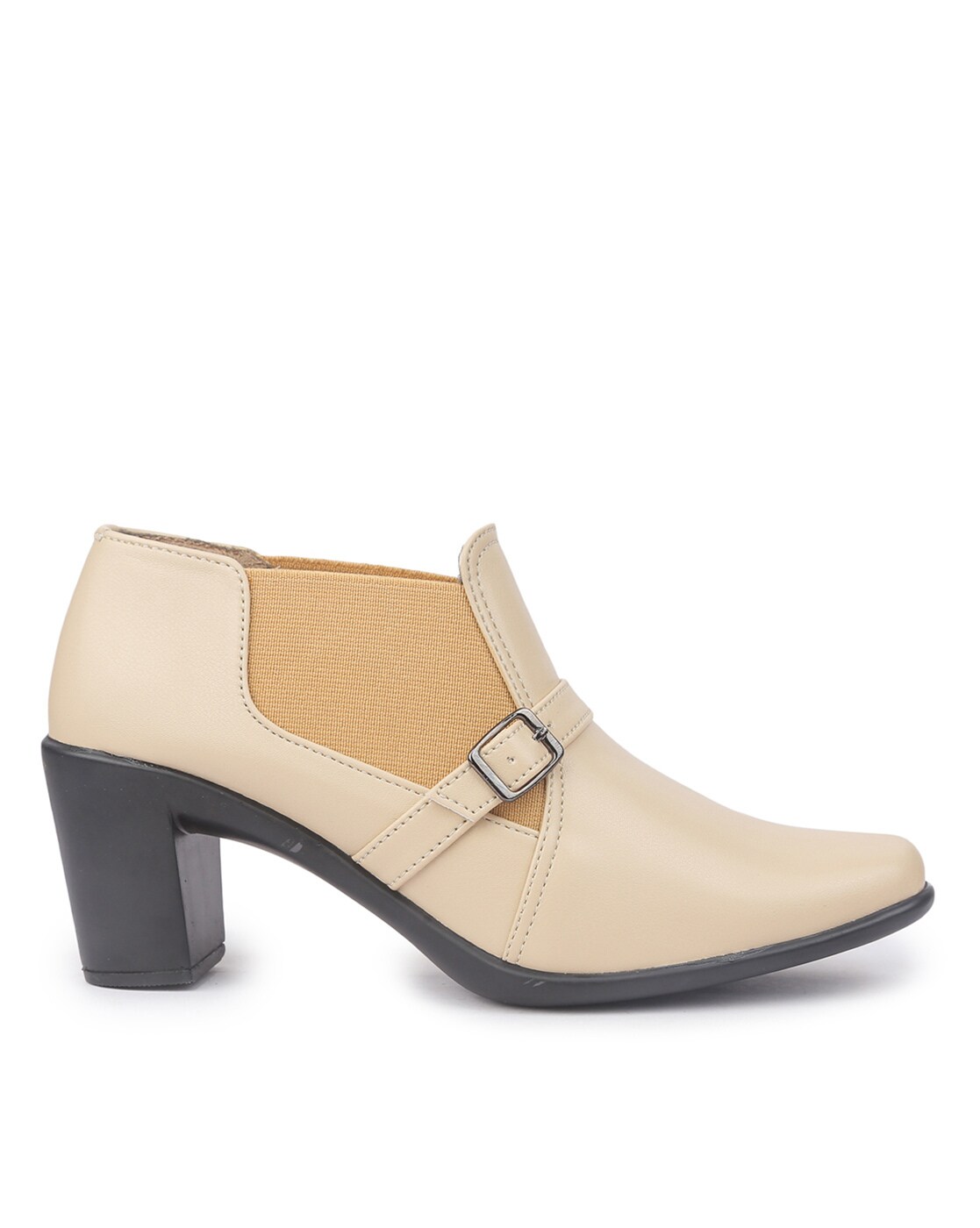 cream heeled boots
