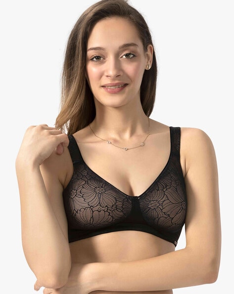 Women's Non Padded Underwire Full Coverage Sheer Lace