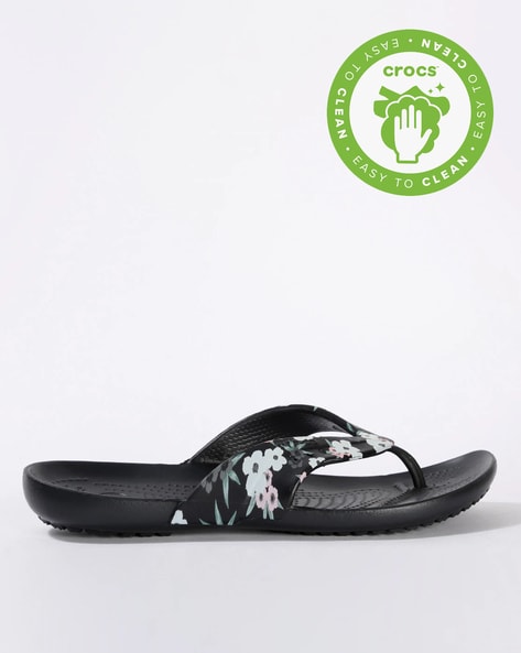 Kadee Floral Print Thong-Strap Flip-Flops