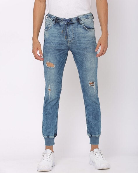 distressed cuffed skinny jeans