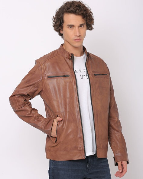 Gisele - Cloudy Brown Leather Jacket – V S P