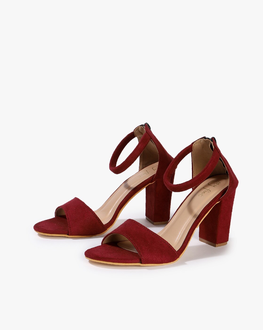 maroon chunky heels