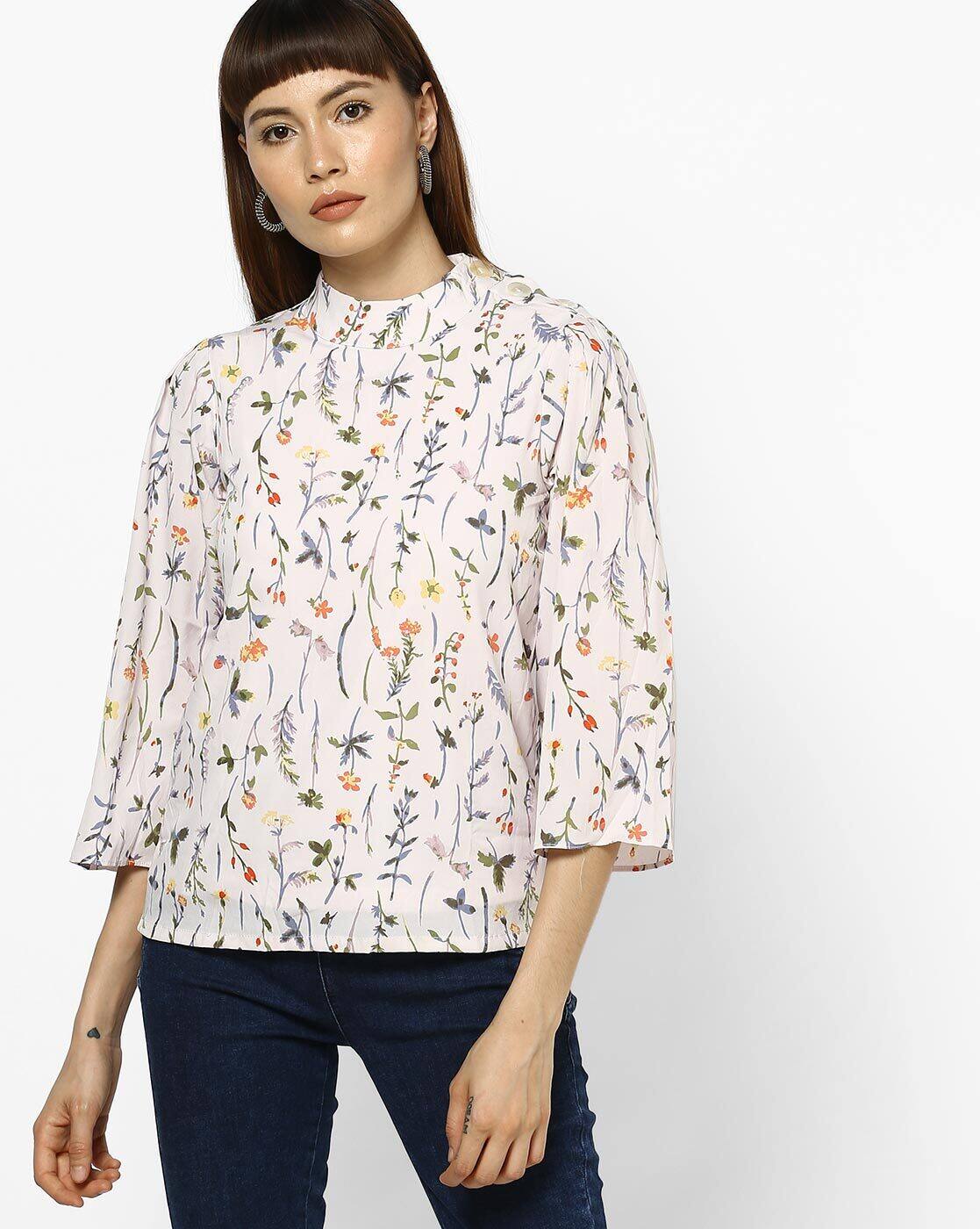 floral high neck top