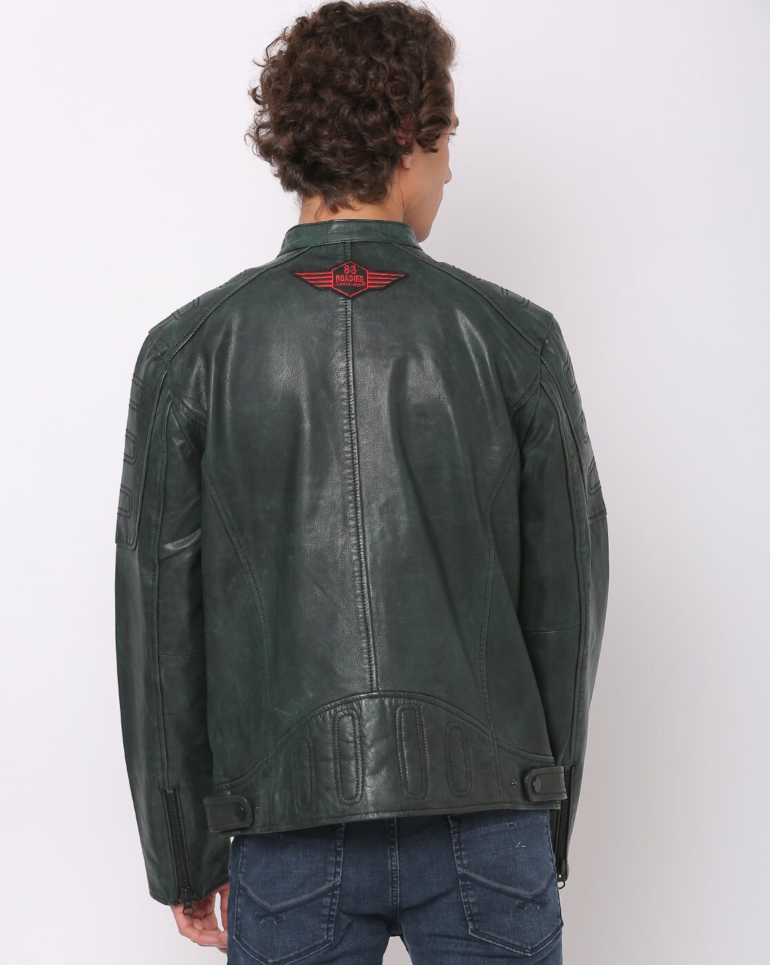 Black Faux Leather Roadies Jacket | LRRMBL-Black | Cilory.com