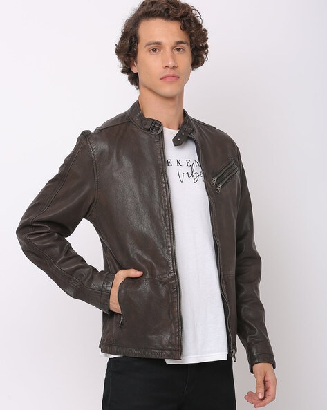 Buy online Chocolate Brown Faux Leather Jacket from jackets and blazers and  coats for Women by Roadies By Justanned for ₹2399 at 66% off | 2024  Limeroad.com