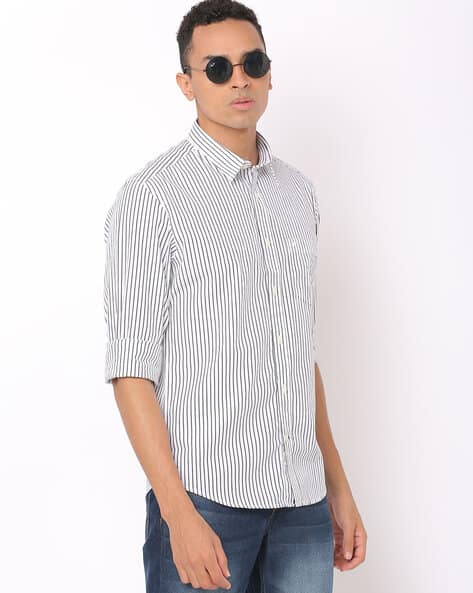 Striped Slim Fit Shirt with Patch Pocket (Image - 2)