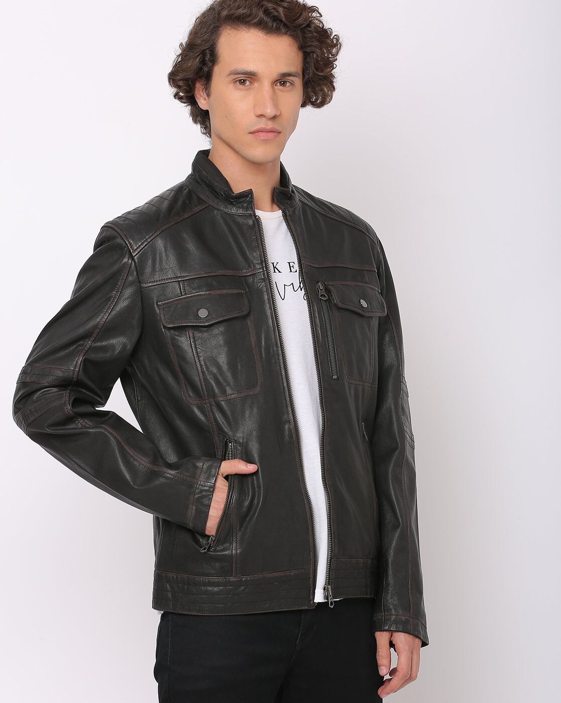 roadies black leather jacket