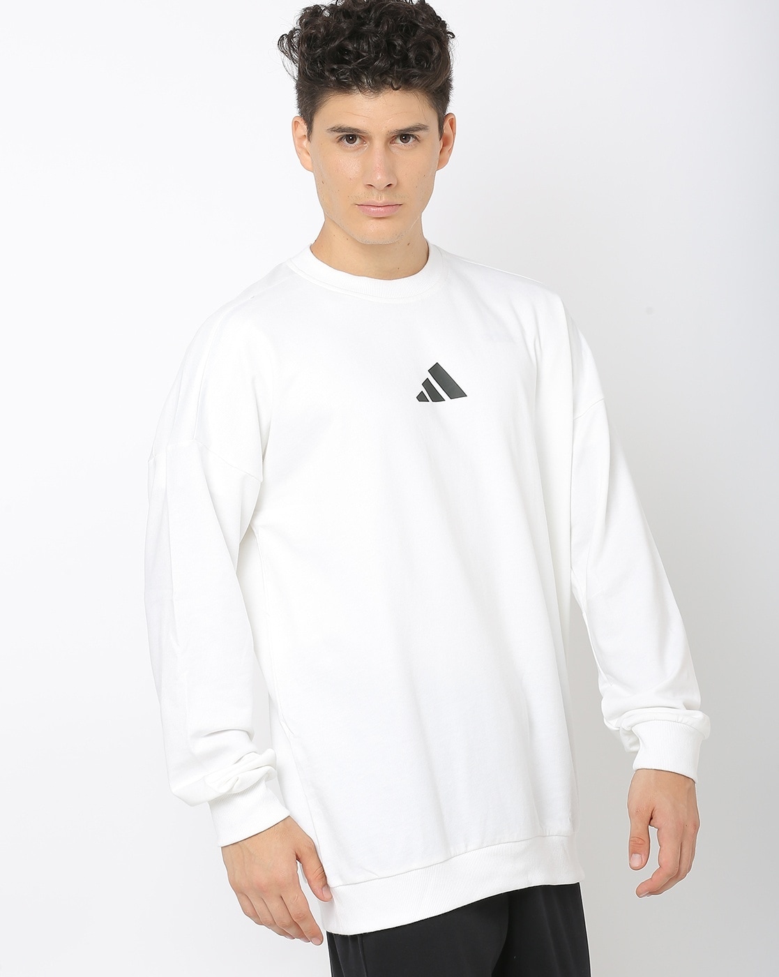 adidas white crew neck sweatshirt