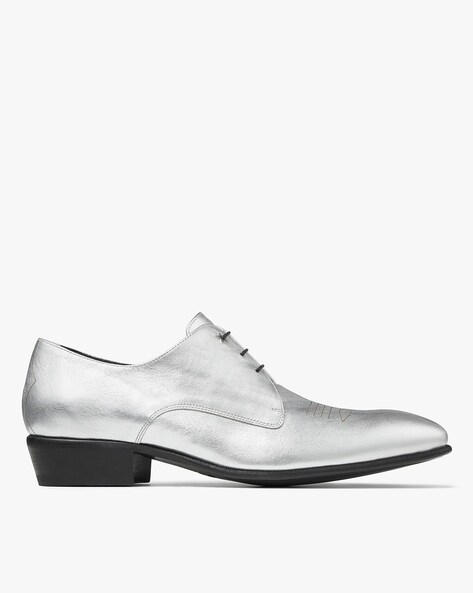 silver metallic women's oxfords