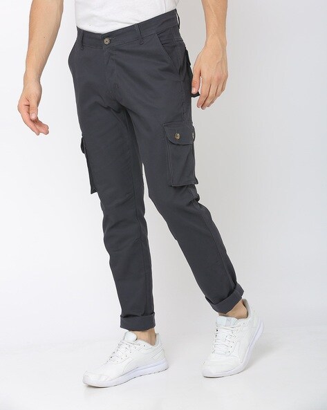 slim fit cargo pants navy blue