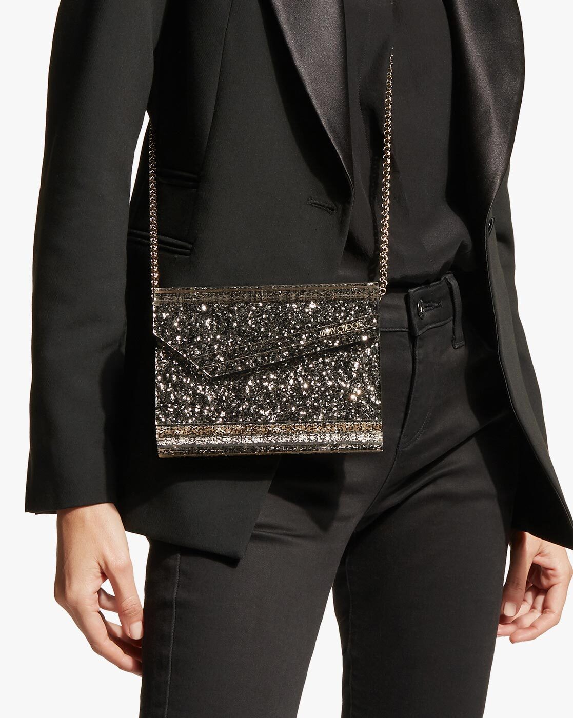 Buy Jimmy choo Candy Coarse Glitter Clutch with Chain Strap