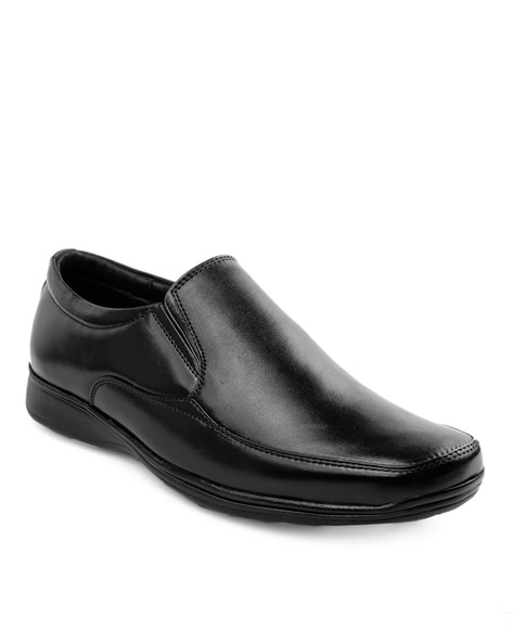 black leather slip on shoes