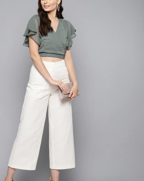 Wrap Blouson Top with Bell Sleeves (Image - 3)