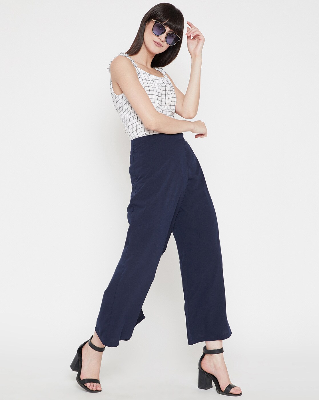 Buy Navy Blue Trousers & Pants for Women by Rare Online