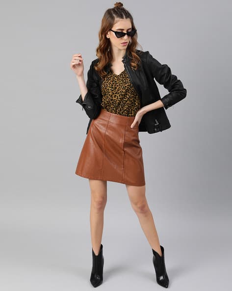Animal Print Top with Puff Sleeves (Image - 2)