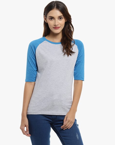 Campus Sutra Cotton Top with Raglan Sleeves