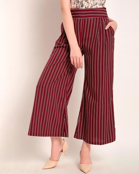 Rare Striped Culottes with Waist Tie-Up