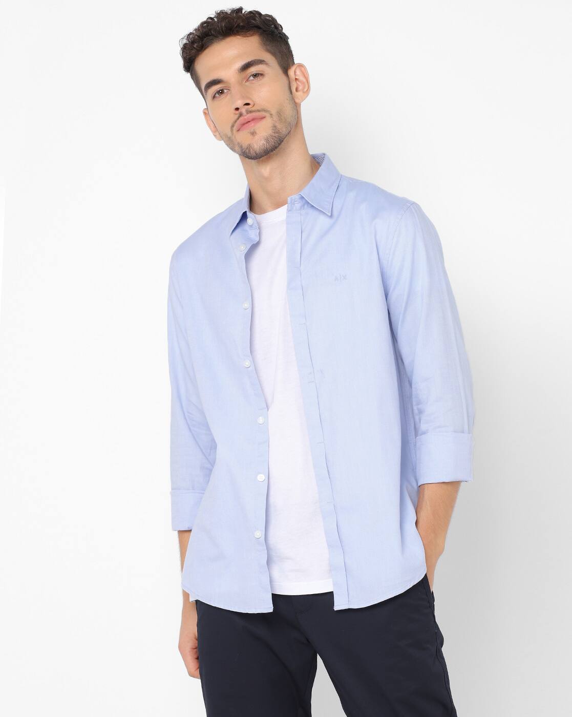 armani exchange blue shirt