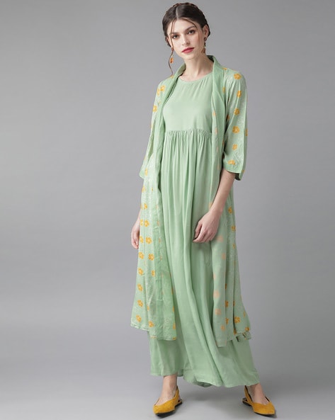 A-line Dress with Floral Print Jacket