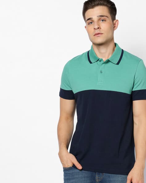 Celio Colourblock Polo T-shirt with Cutaway Collar