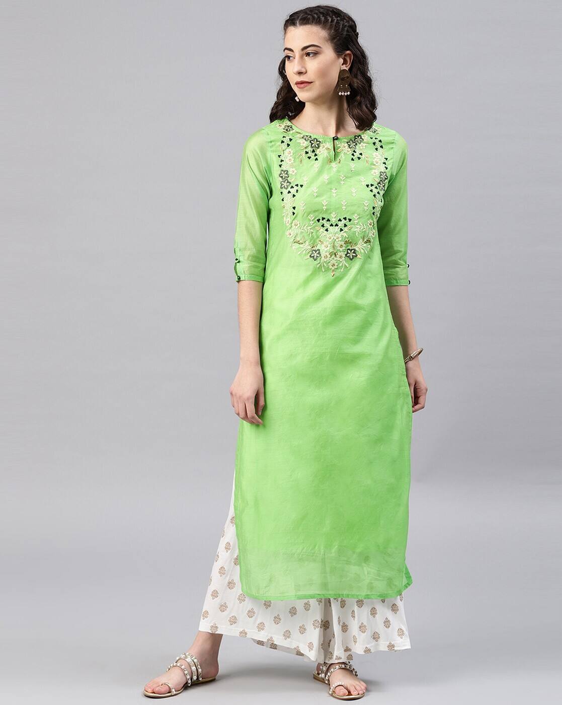 pista colour kurta for women