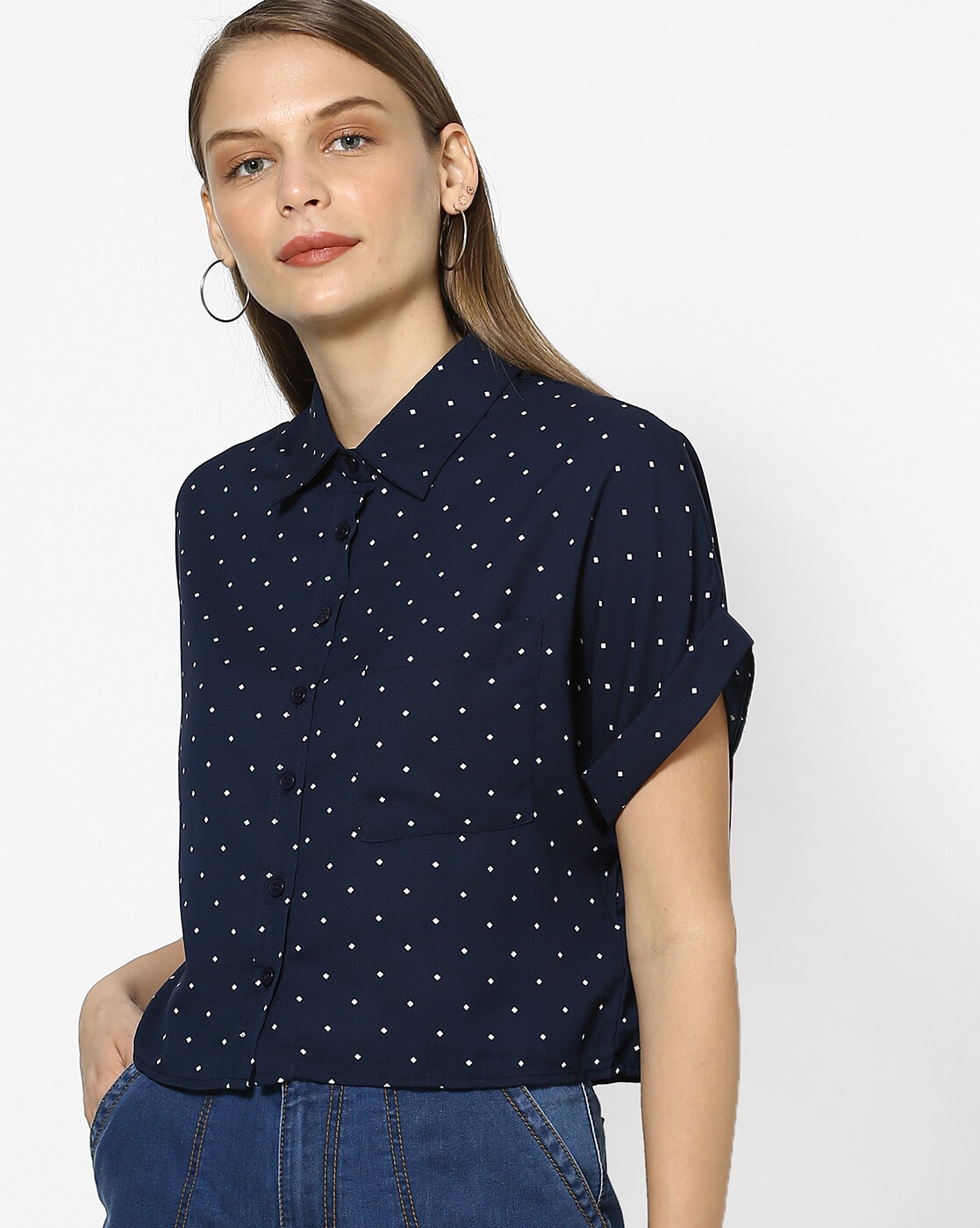 Buy Navy Blue Shirts for Women by HARPA Online Ajio