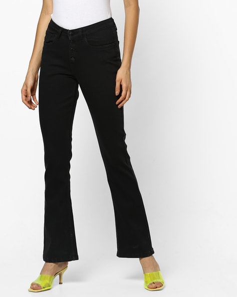 SLIM FLARED 5PKT PANTS in black