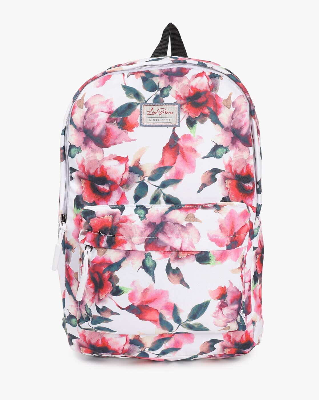 white and pink backpack