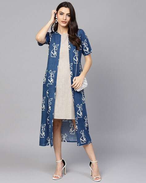 Sheath Dress with Geometric Print Jacket