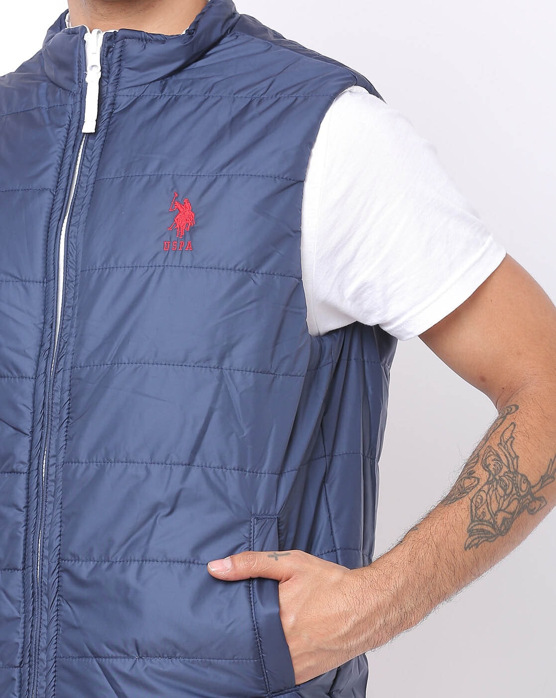 Buy U.S. Polo Assn. Sleeveless Colour Block Puffer Jacket - NNNOW.com