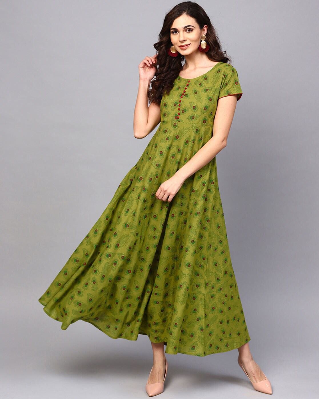 Aks women's shop maxi green dress