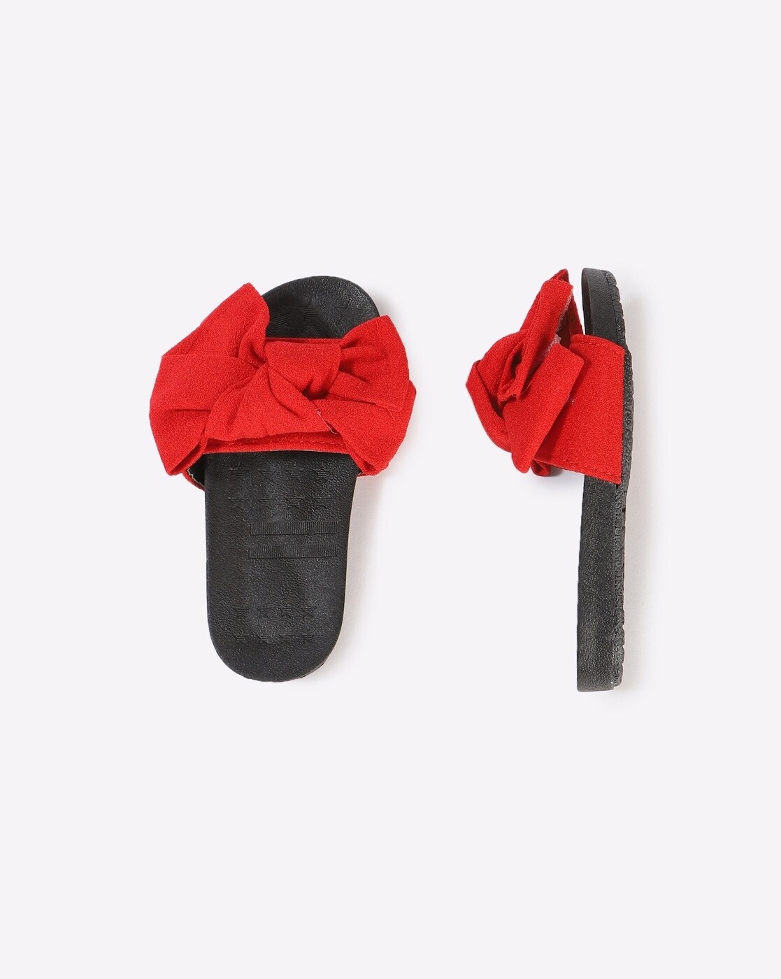 red sandals with bow