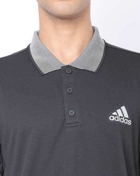 adidas black collar t shirt