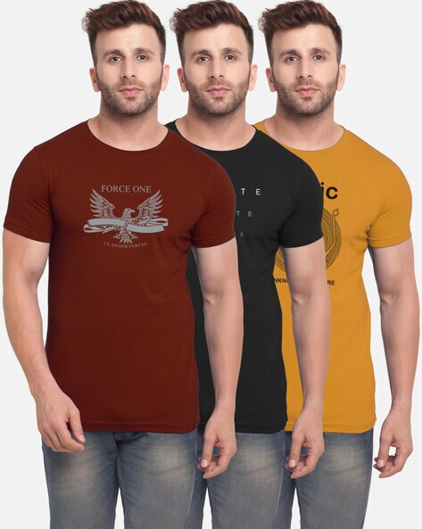 Pack of 3 Graphic Print Crew-Neck T-shirt