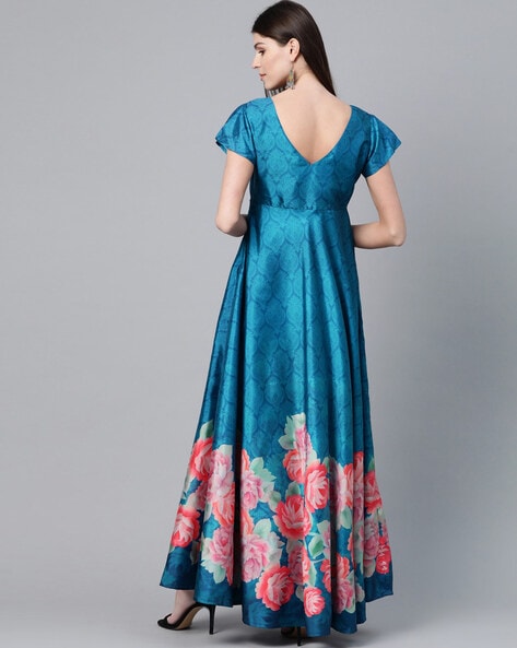 Aks women's shop maxi blue dress