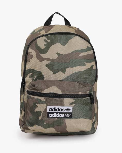 Camouflage Print Backpack with Branding